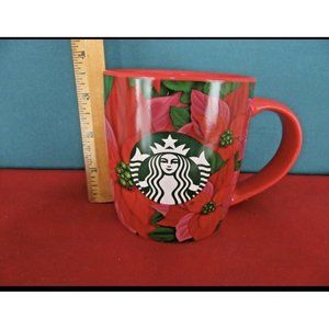2020 STARBUCKS Red Holiday Poinsettia Coffee Cup Tea Mug 12 Fluid Ounces